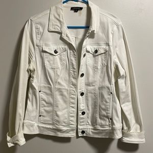White Jean Jacket with stretch, size large